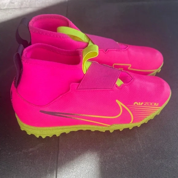 Nike Kids Neon Pink and Lime Turf Shoes - Picture 3 of 3
